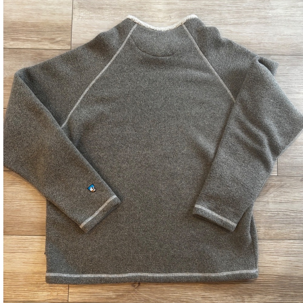 Kuhl Men XL Alfpaca Fleece Pullover Sweater Gray Raglan Crew Neck Made in Canada - Picture 4 of 6